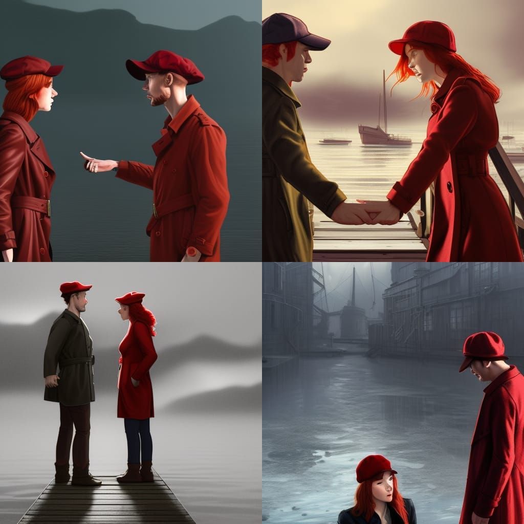 Dockside Encounter at Dawn in Hyperdetailed Style