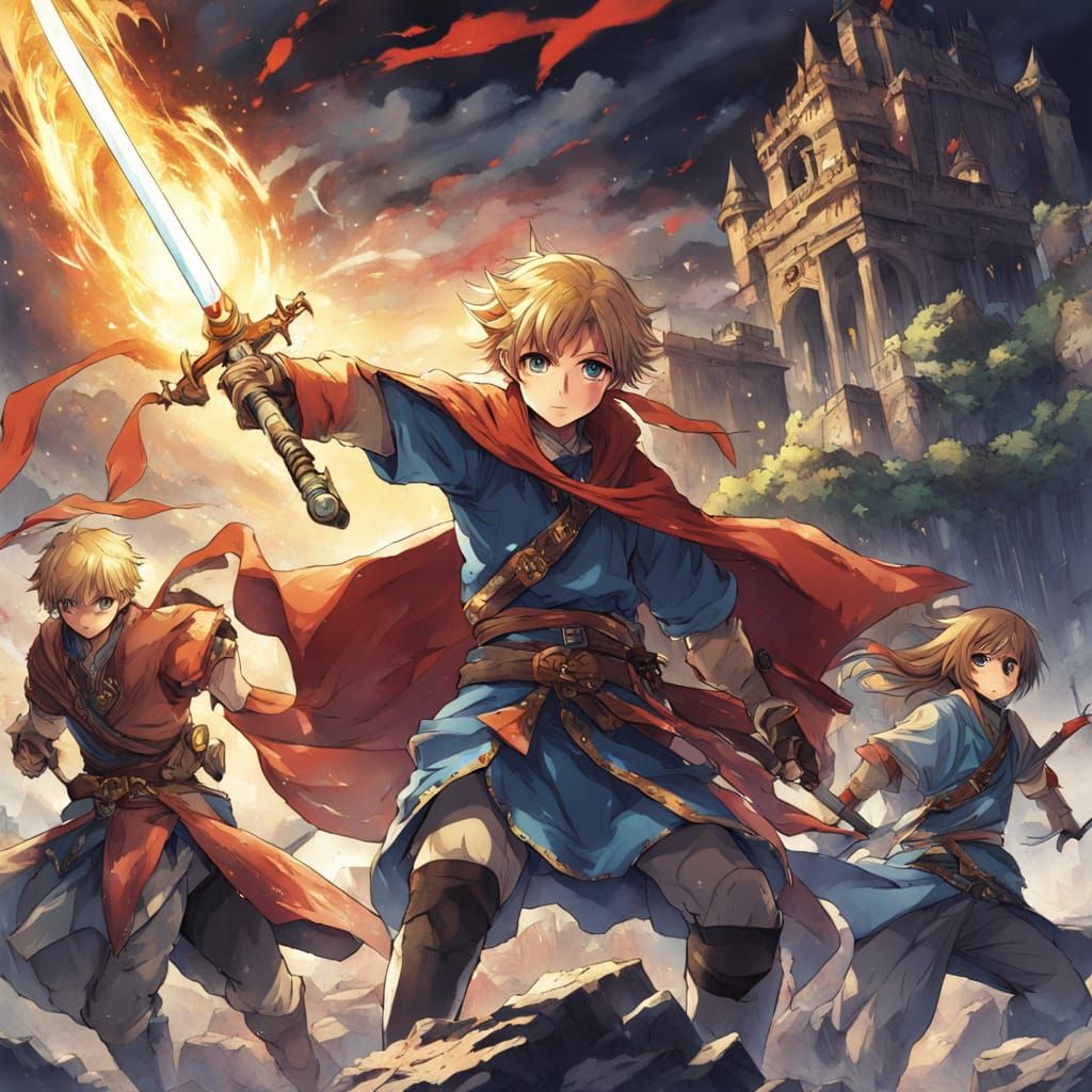 Epic Fantasy Anime Art: Link Battles Ganon in Ruined Castle