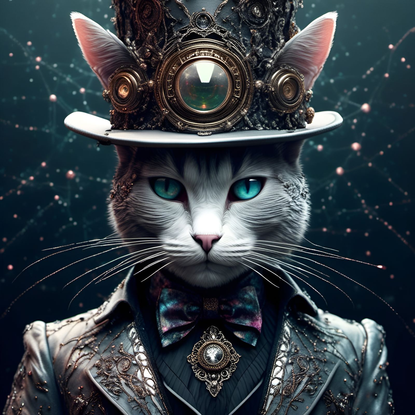 Anthropomorphic Cat Baron with Top Hat and Aura
