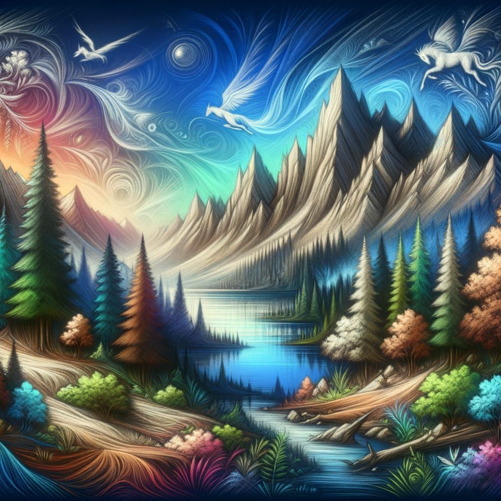 Magical Chalk Art Fantasy Landscape in 8k