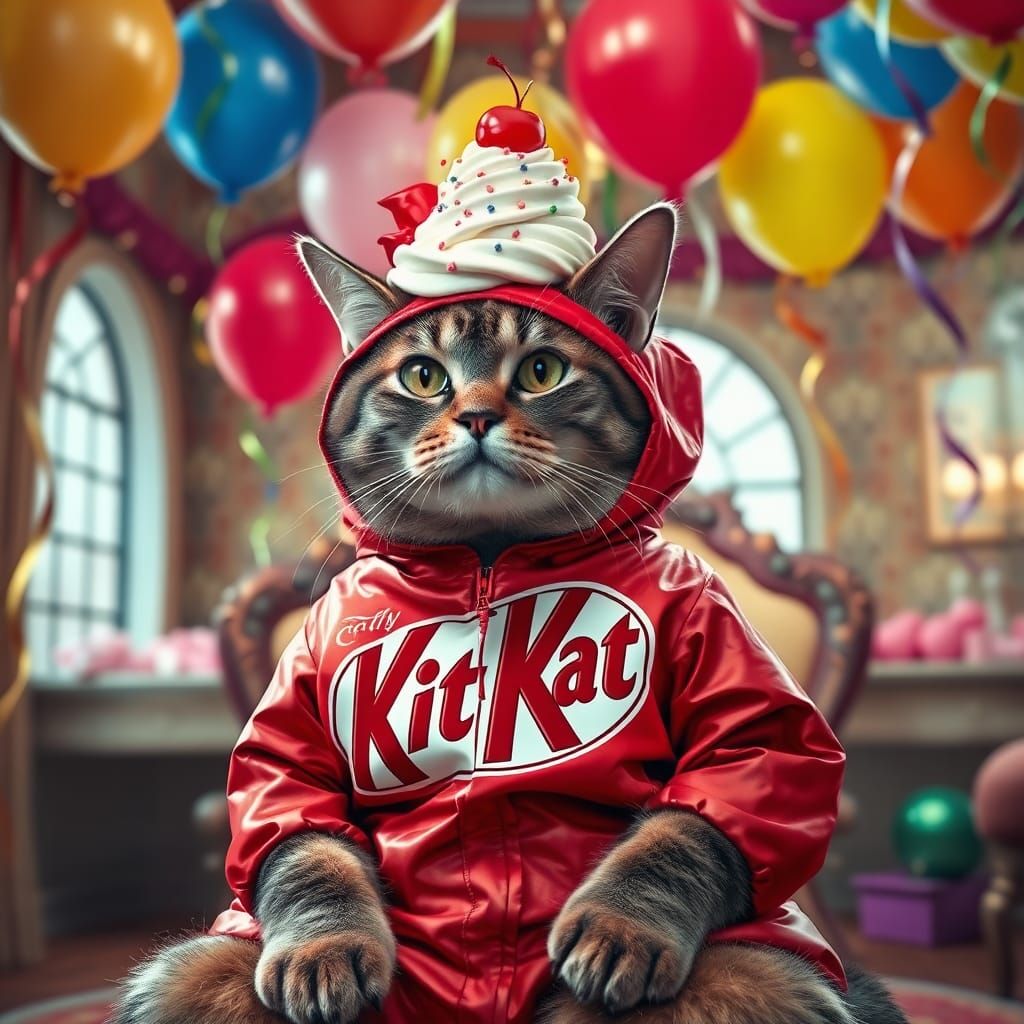 Cat in Kit Kat Costume at Lavish Party