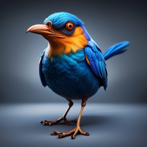 Surreal Bird with Headphones in Sci-Fi Style