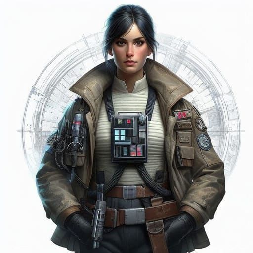 Confident Star Wars Space Captain in Weathered Attire