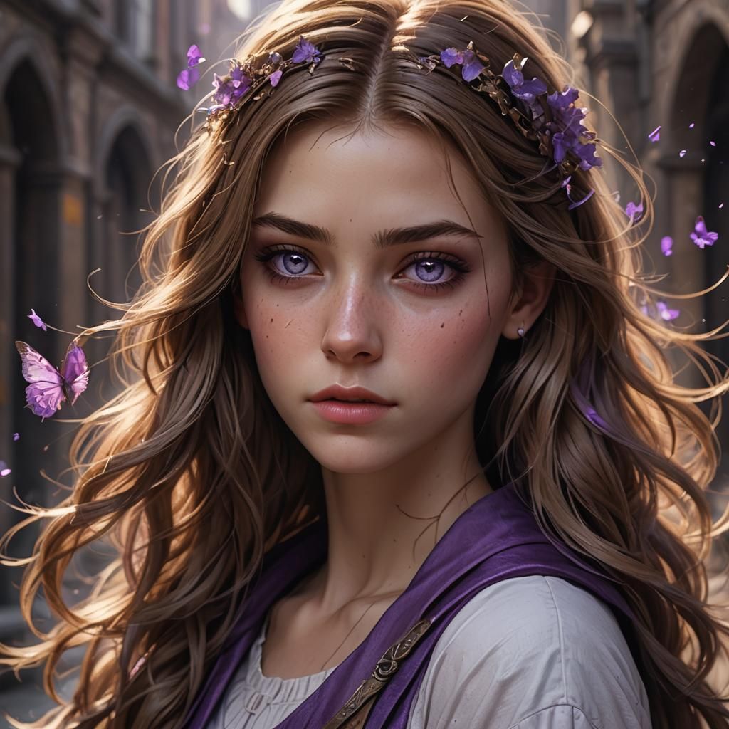 Realistic Portrait of a Girl in Detailed Matte Painting
