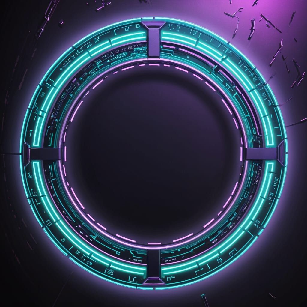 Neon Circuit Board Frame in Cyberpunk Style