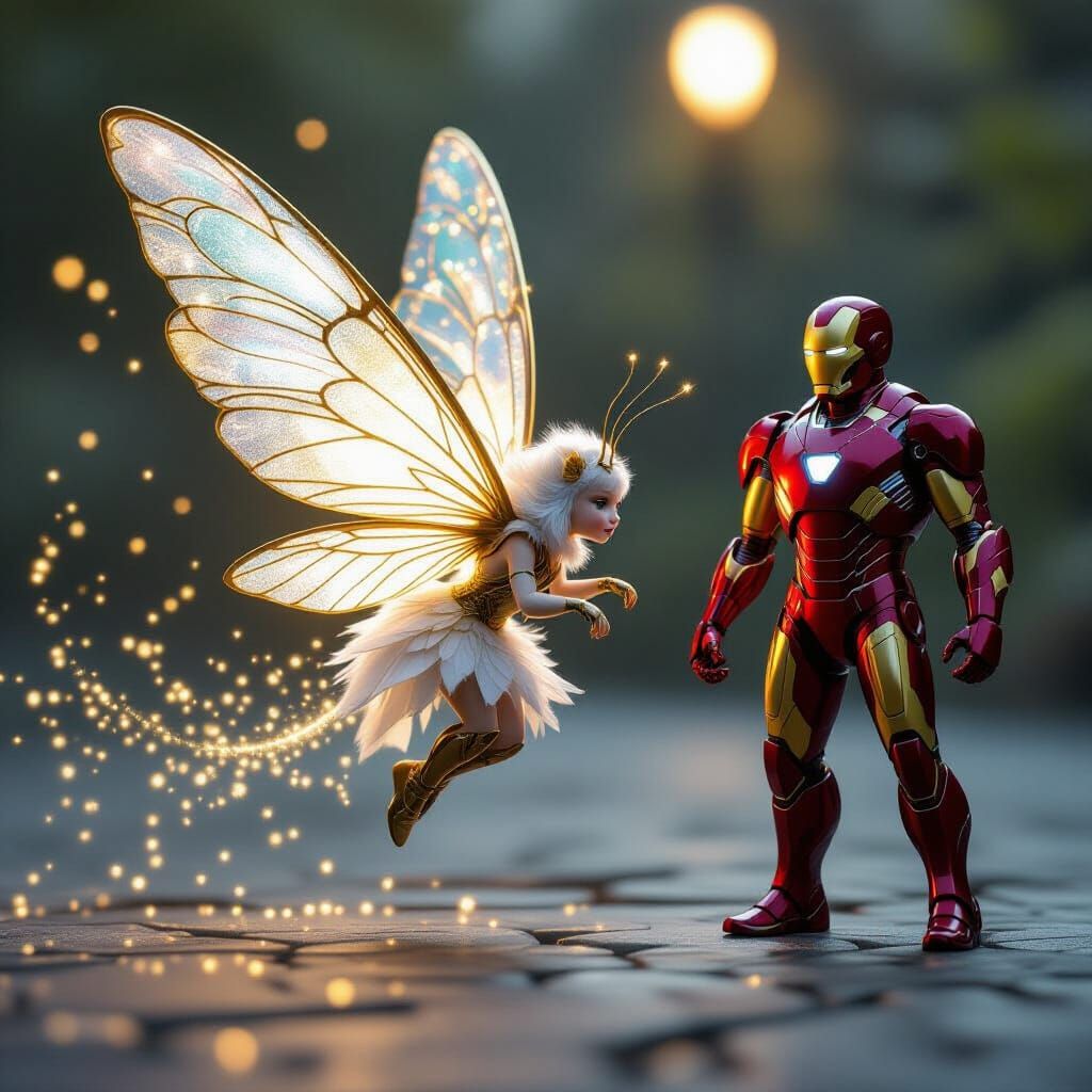 Tiny Fairy Flapping Wings Towards Ironman