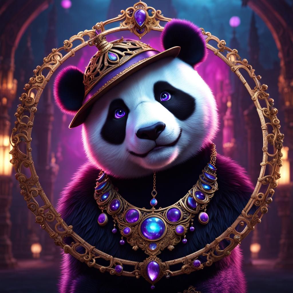 Panda with Purple Eyes: Fantasy Concept Art