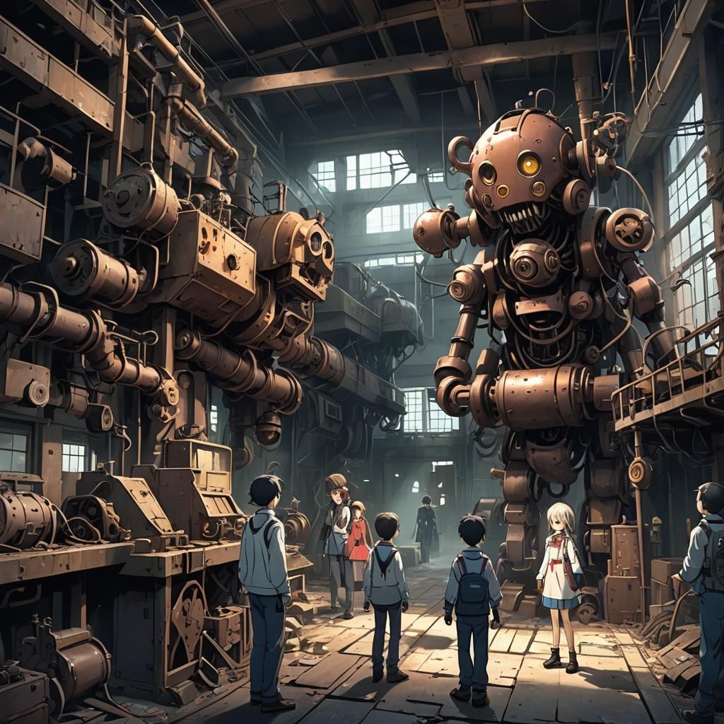 Creepy Toy Factory Adventure in Anime Style