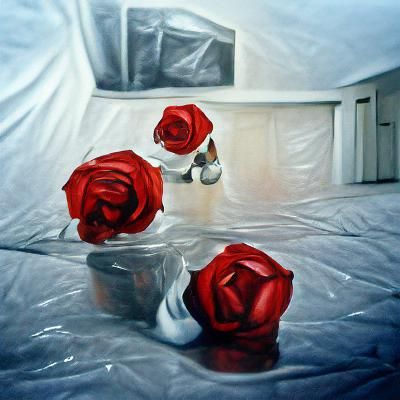 Hyperrealistic Red Roses in White Room