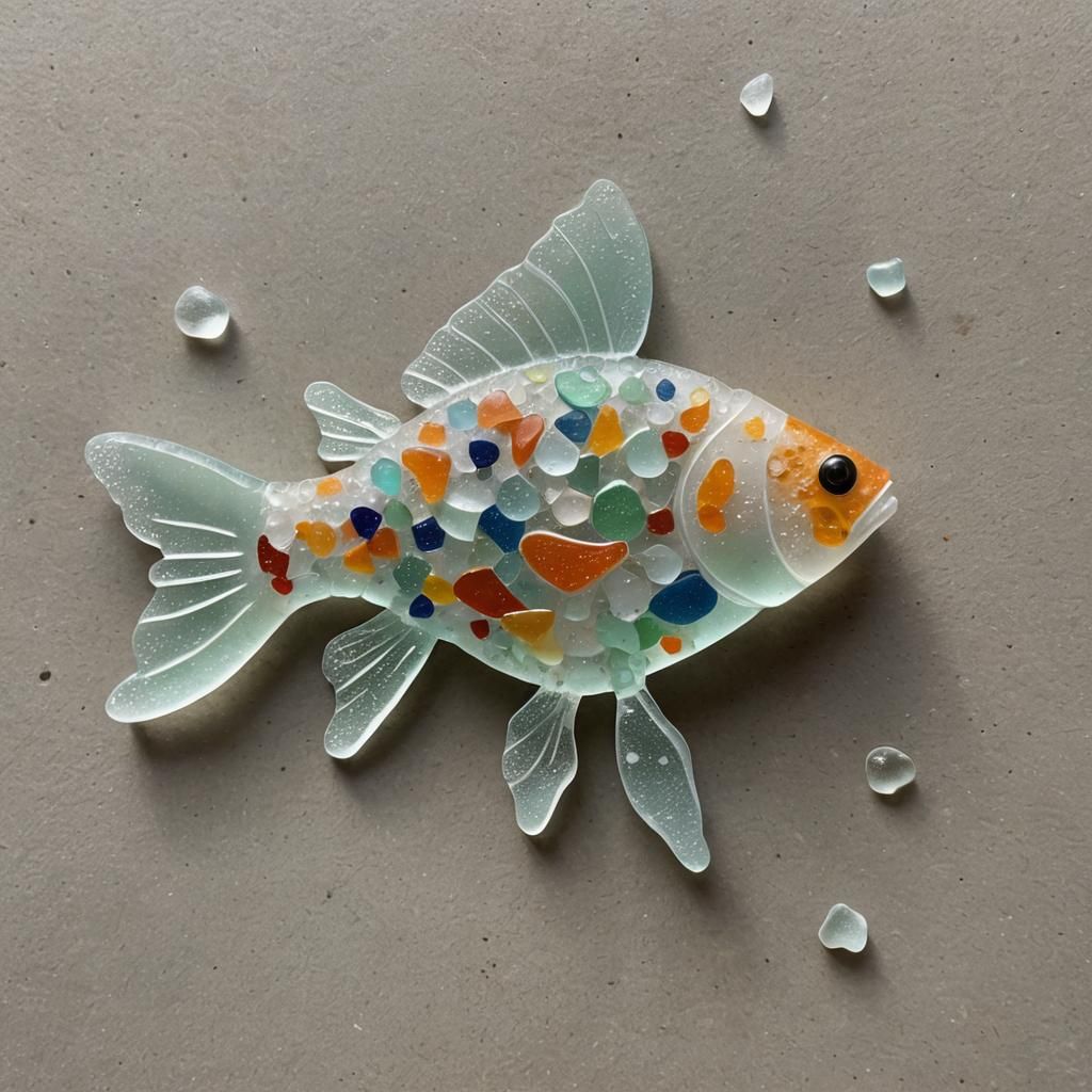 Sea Glass Goldfish Sculpture