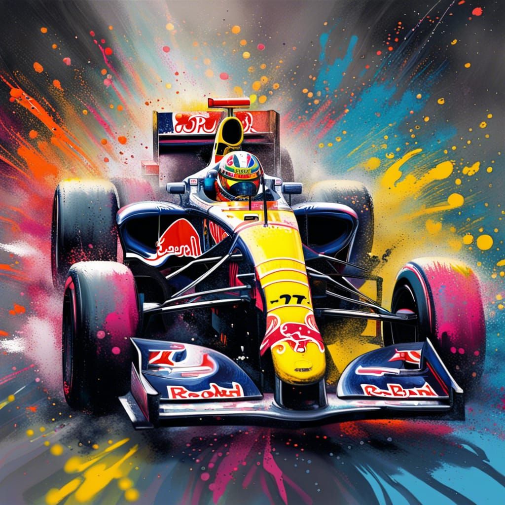 Ayrton Senna Red Bull F1 Graffiti Art