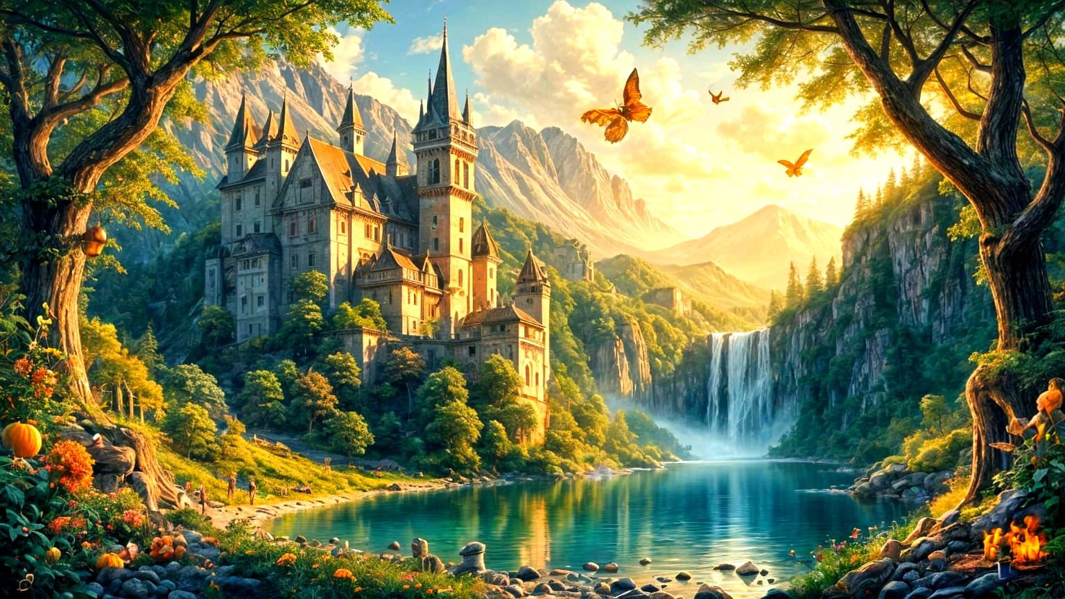 Artist Painting a Glowing Castle of Memory and Light