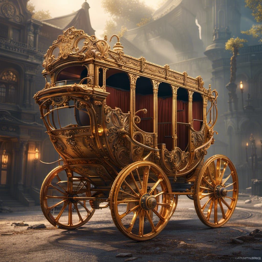 Fantastical Golden Stagecoach in Detailed Matte Painting
