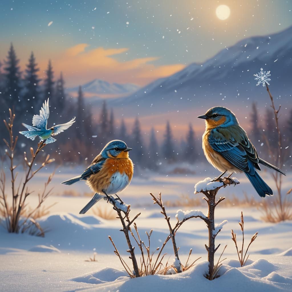 Lonely Bird in Winter Landscape: Fantasy Concept Art