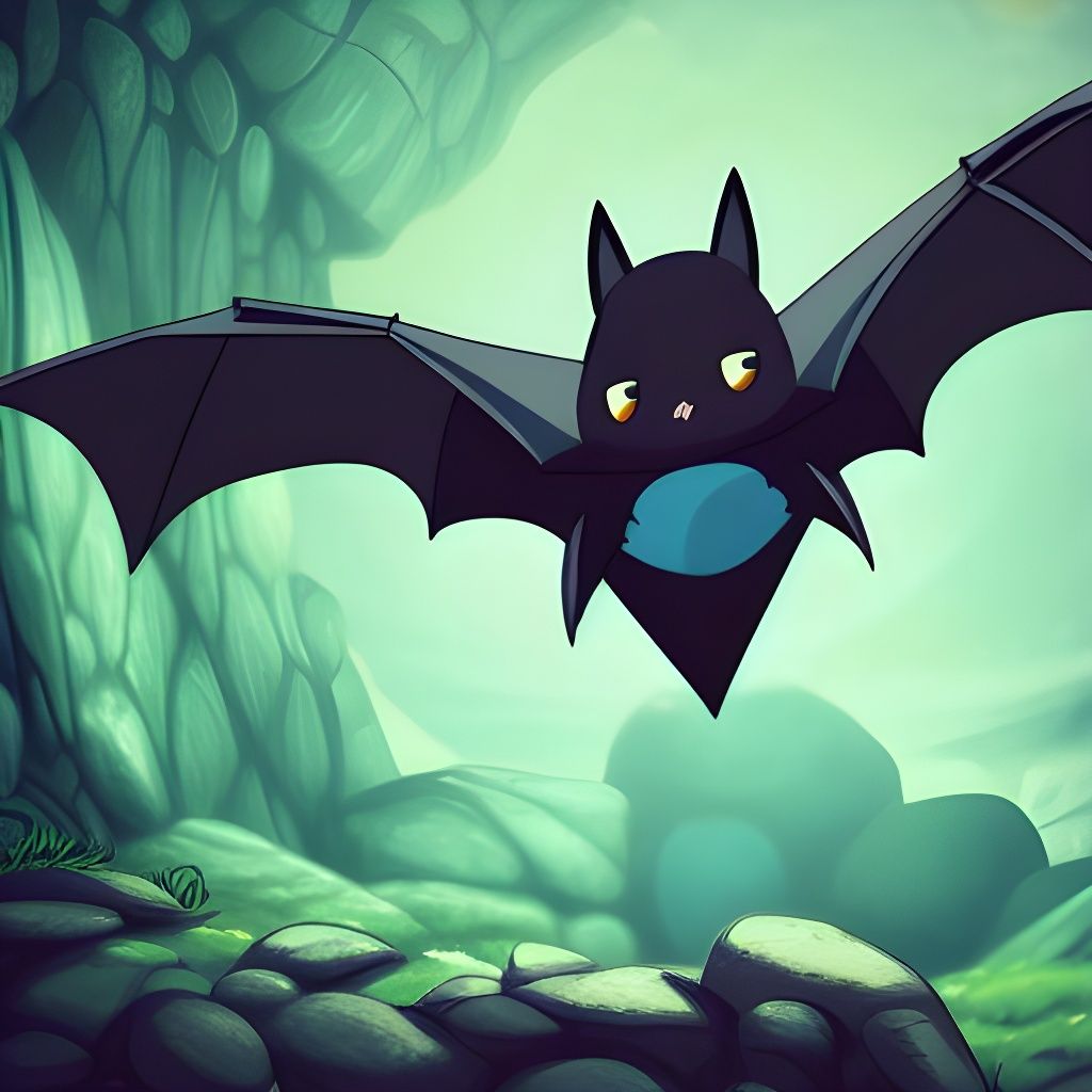 Adorable Bat in Magical Cave: Anime Style