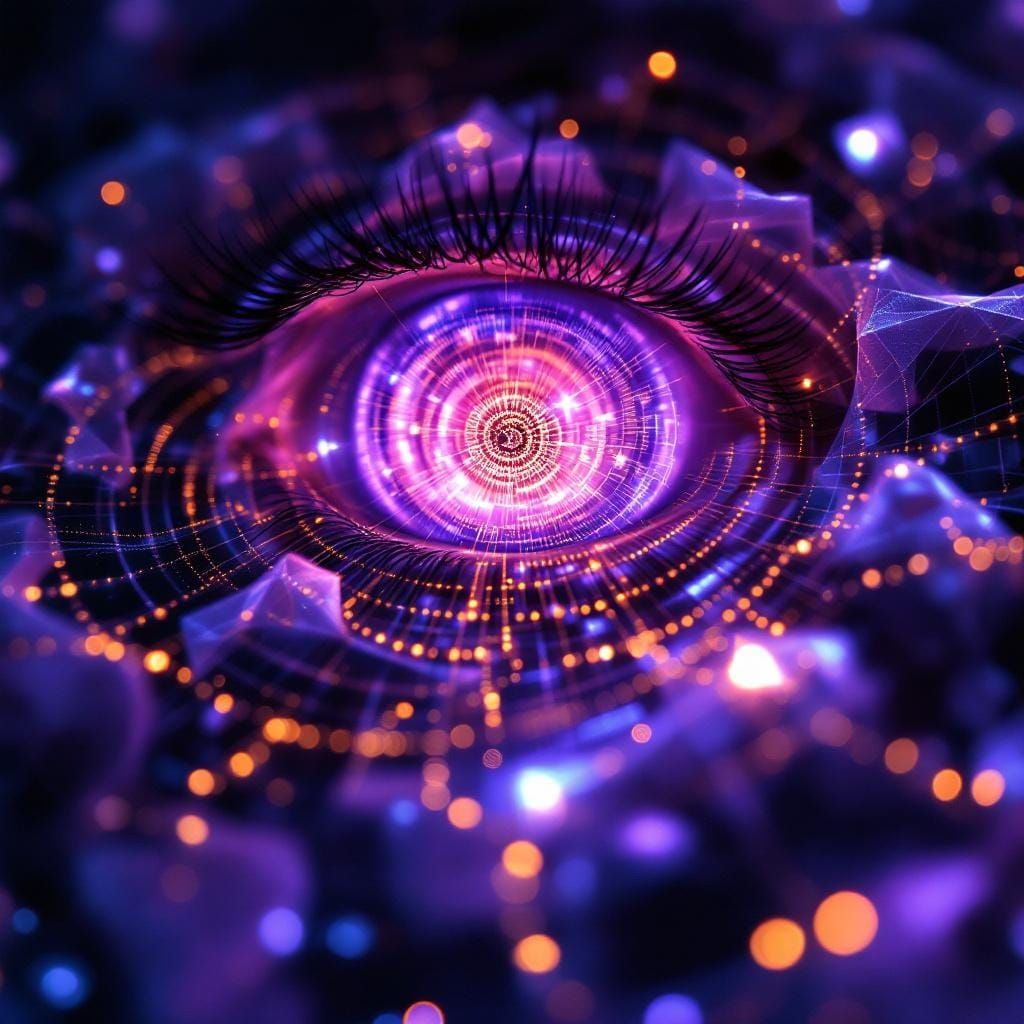 Elegant Violet Skin in Golden Maze, Digital Art