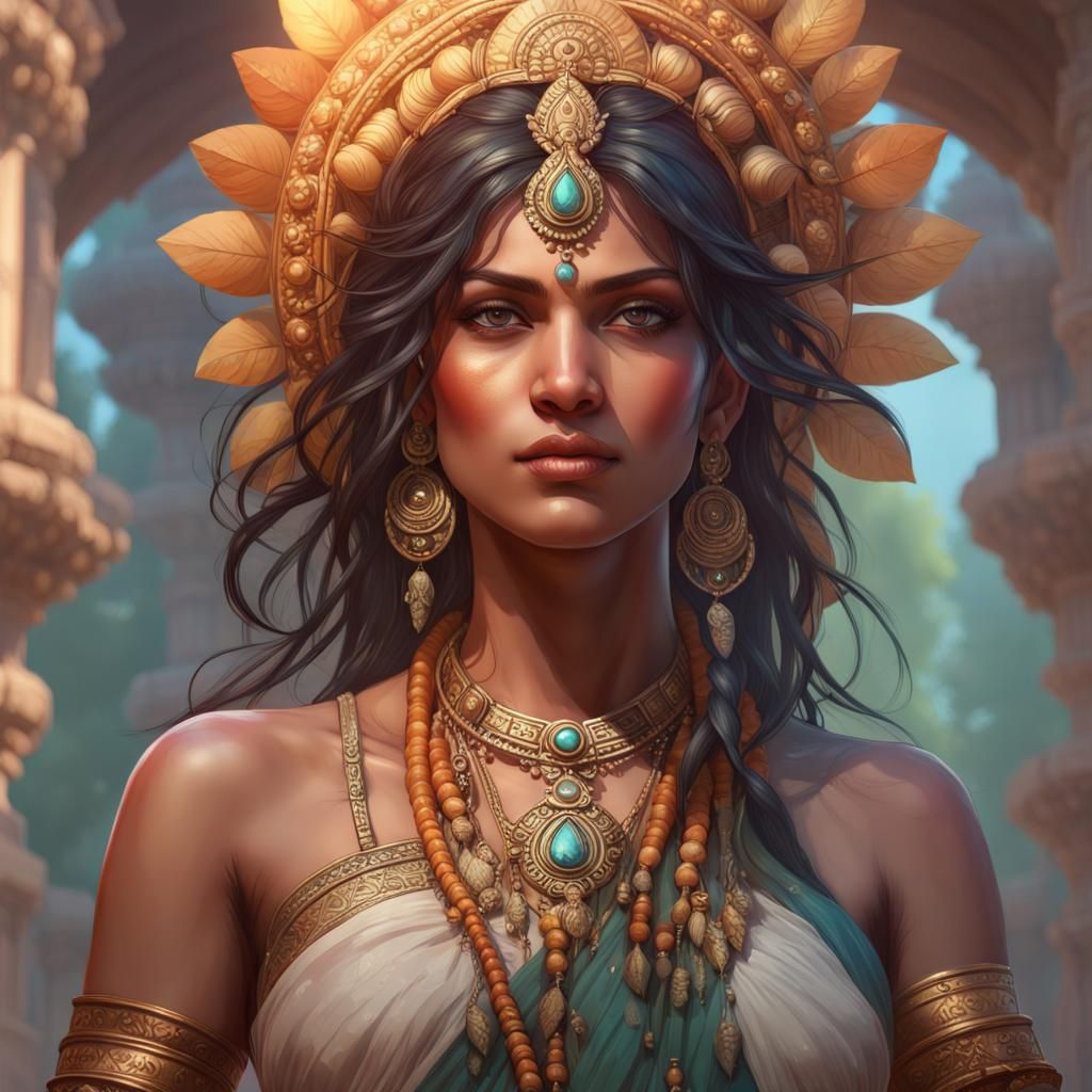 Indian Goddess Celebrates Spring: Hyperdetailed Artstation P...
