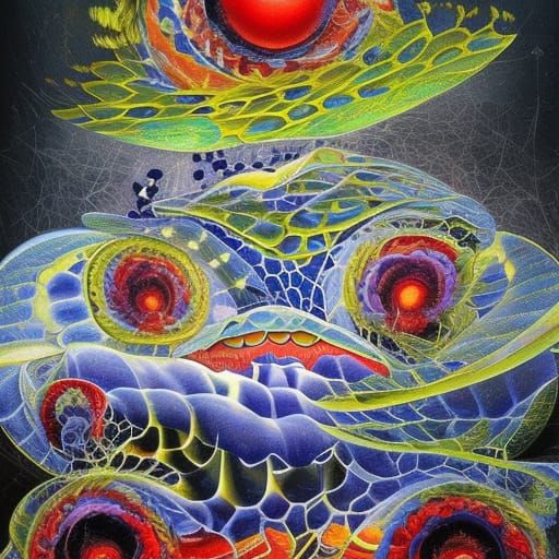 Visceral Cubist Composition in Triadic Colors