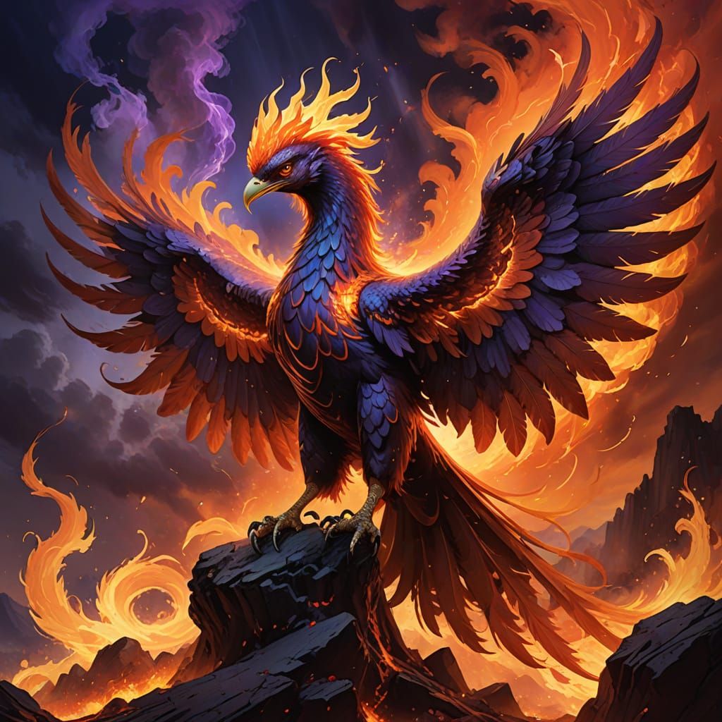 Majestic Phoenix Rises in Blaze of Fiery Colors