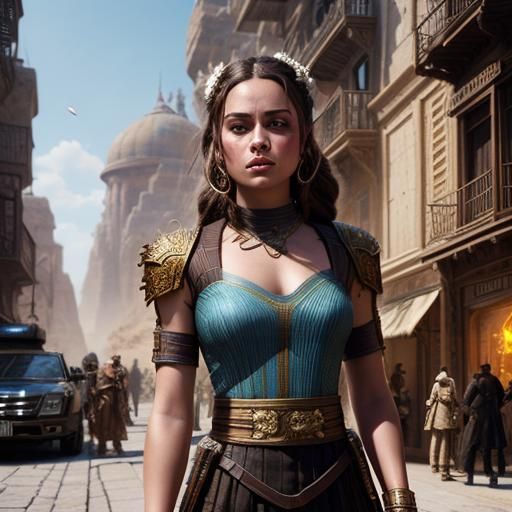 Padme incognito in the street on Tattooine new city