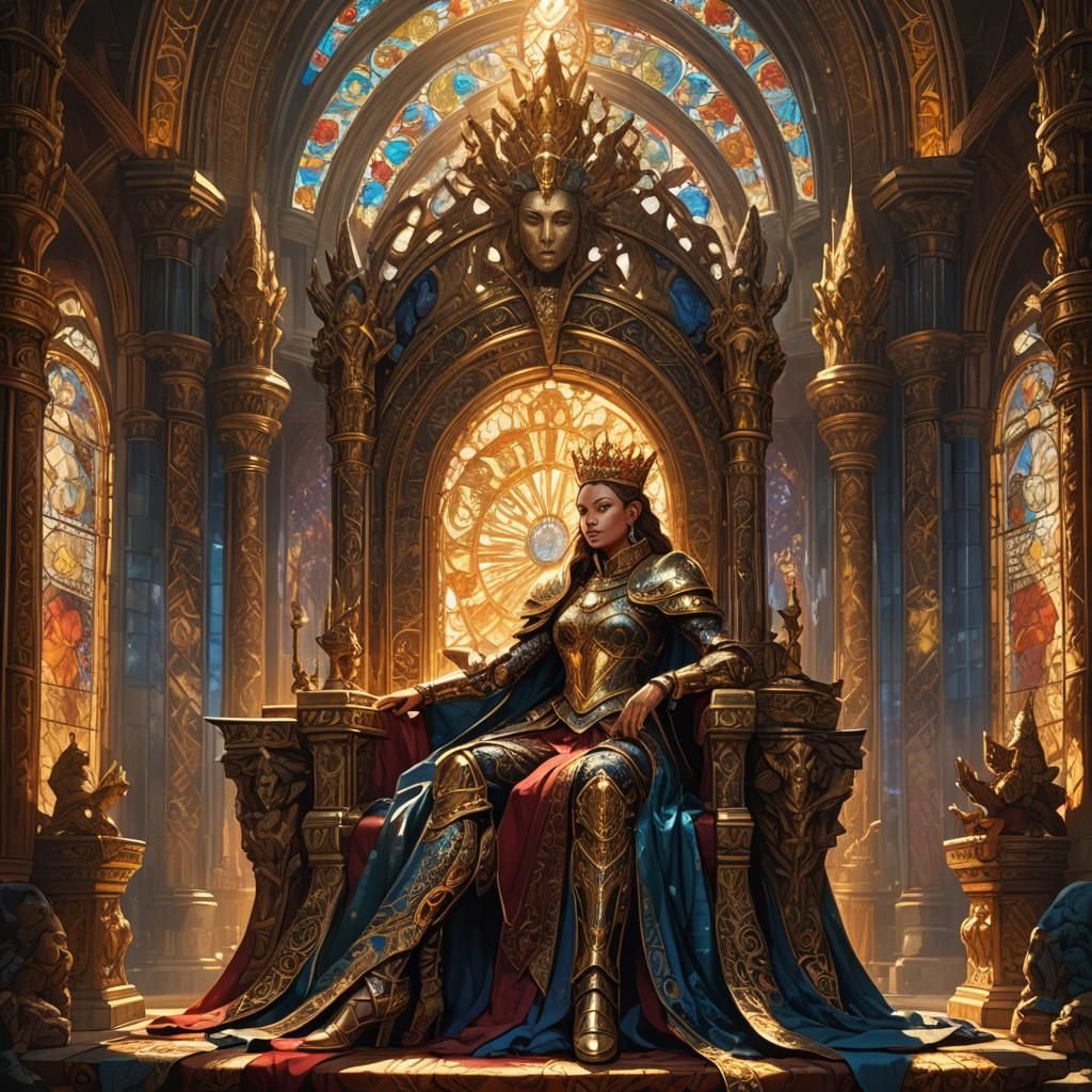 Majestic Queen in a Golden Throne Room