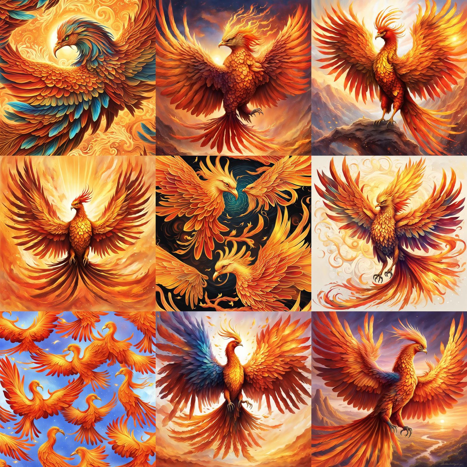 Majestic Phoenix Radiating Colors of Rebirth