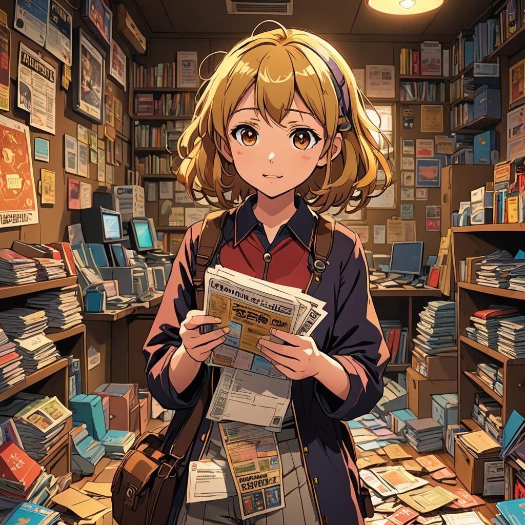 Otachan Holds Coupon in Anime Comic Art Style