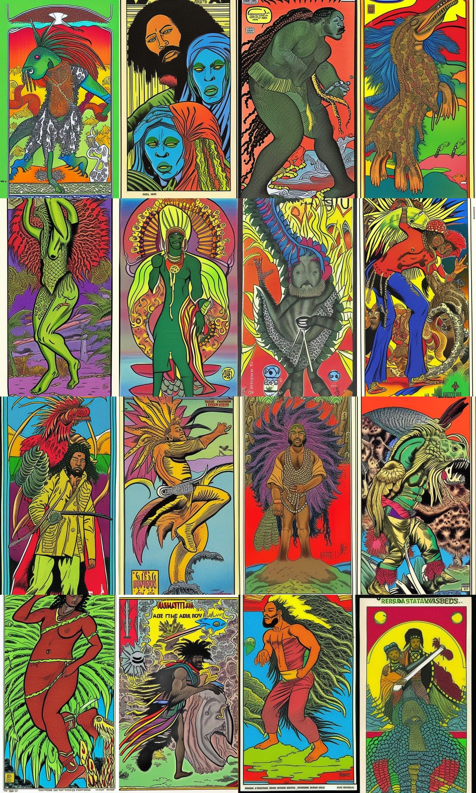 Rastafarian Trex in Detailed Comic Art