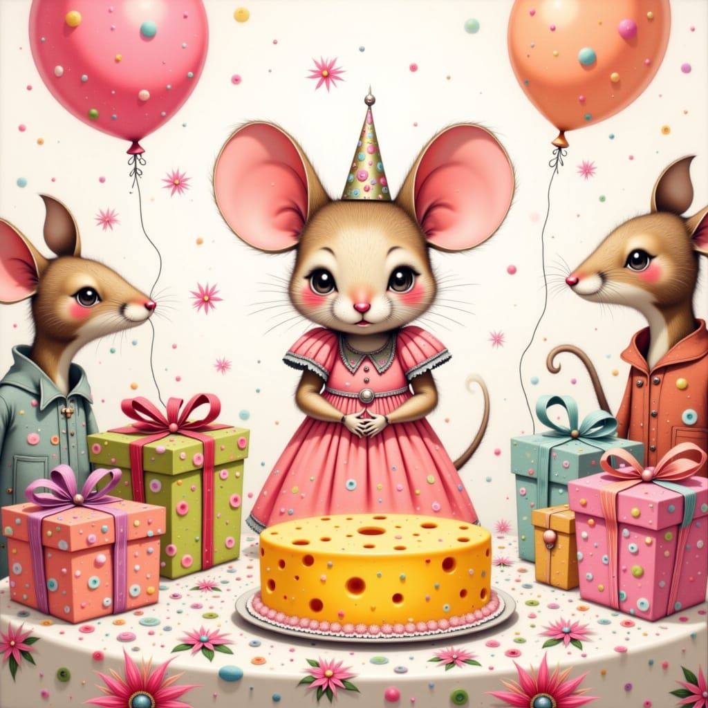 Shy Mouse Surprise Party in Beatrix Potter Style