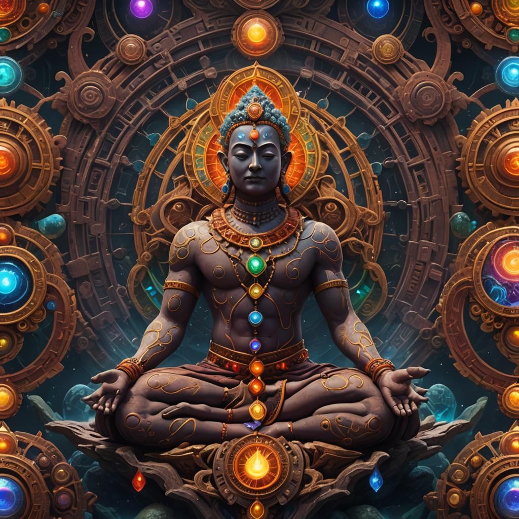 Detailed Chakra Painting in Deep Color
