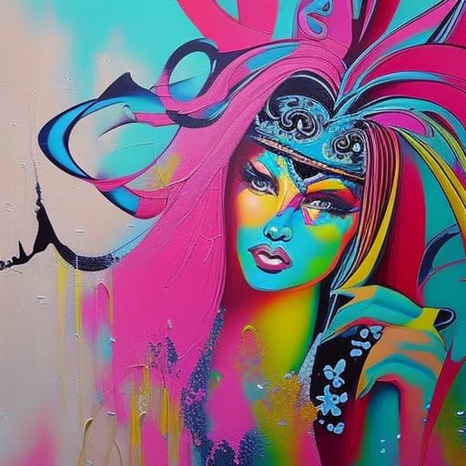 Barbie Woman in Graffiti Splash Art Style