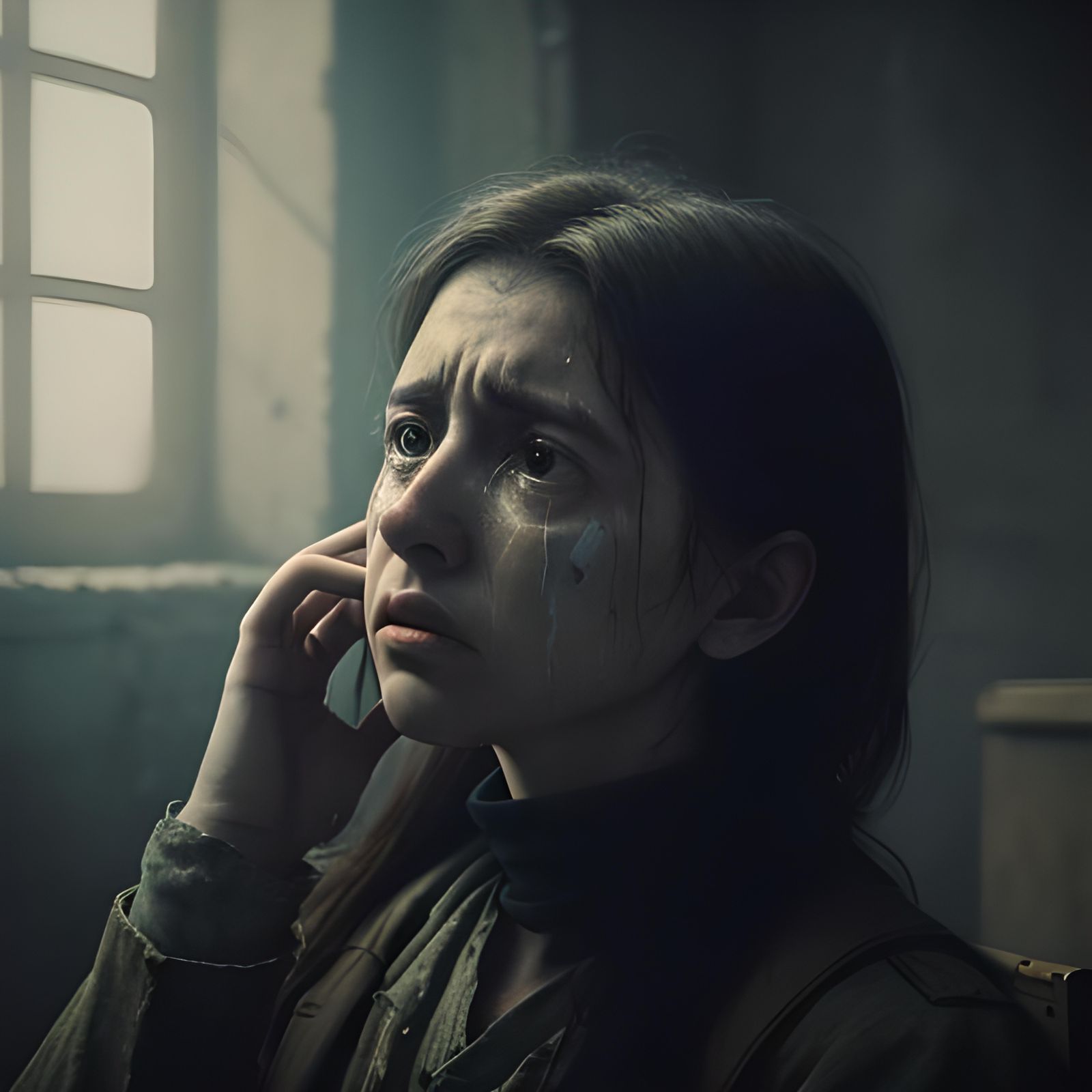 Desperate Plea: Cinematic Film Still of Longing