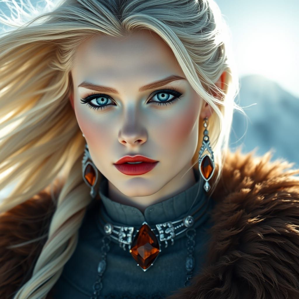 Ethereal Goddess in Winter Landscape