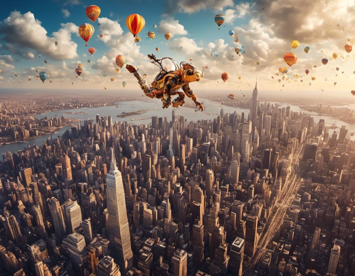 Hyperrealistic Aerial View of New York City