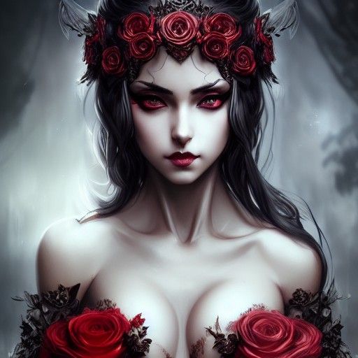 Sinister Rose Goddess in Hyper-Detailed Digital Art