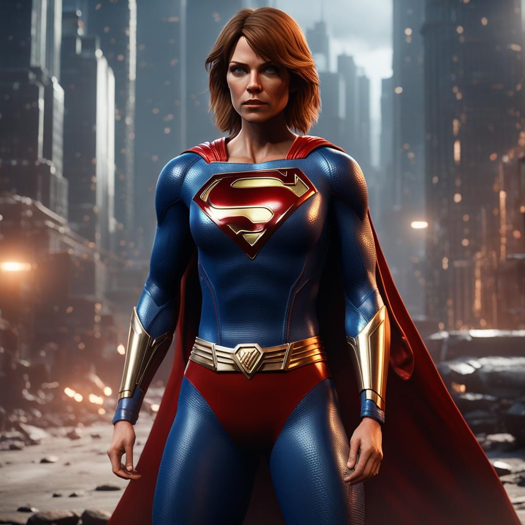 Superwoman in 3D Game Cinematic Style
