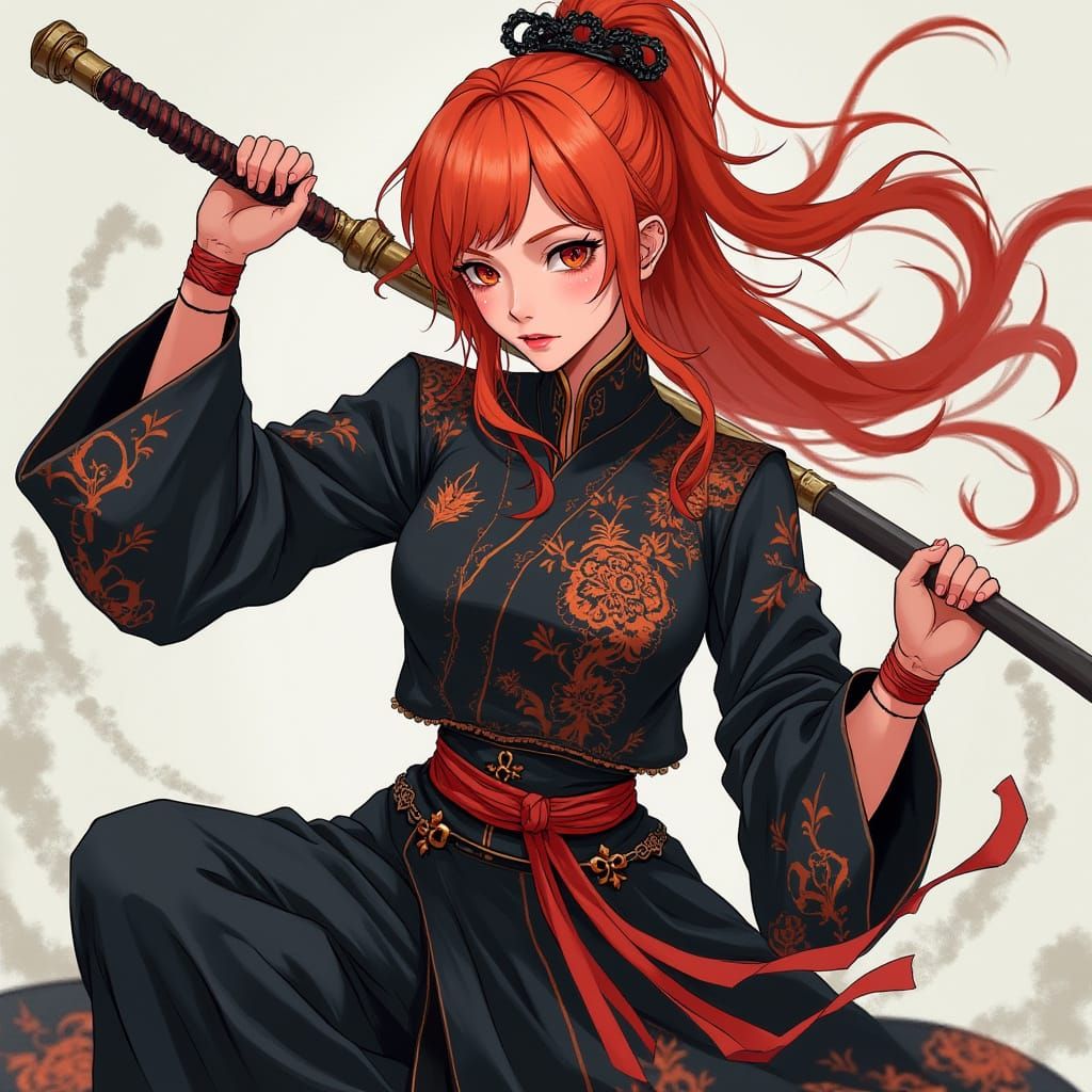 Pink-Skinned Jujutsu Sorcerer in Dark Fantasy Style