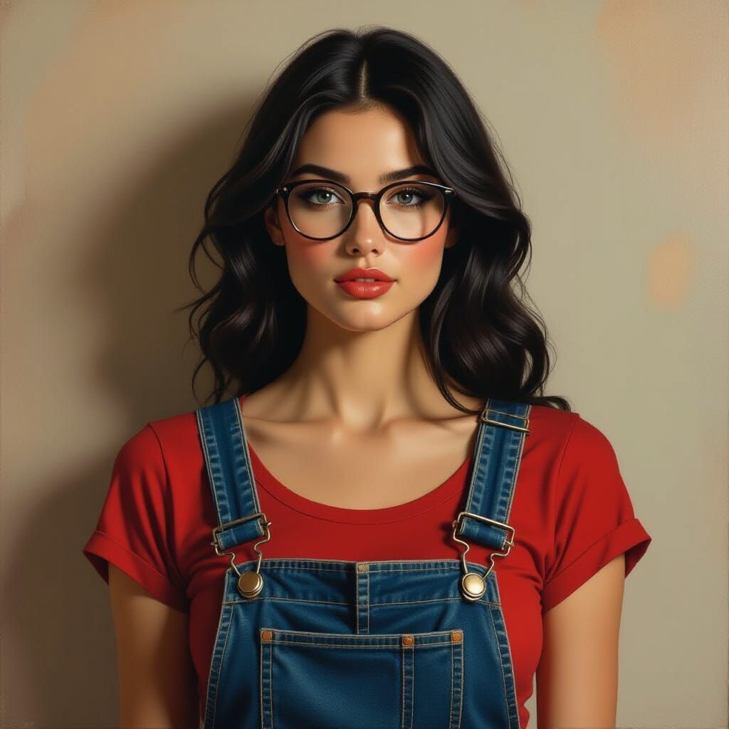 Renaissance Woman in Overalls with Glasses