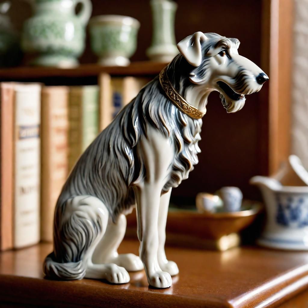 Porcelain Irish Wolfhound Sculpture Still Life