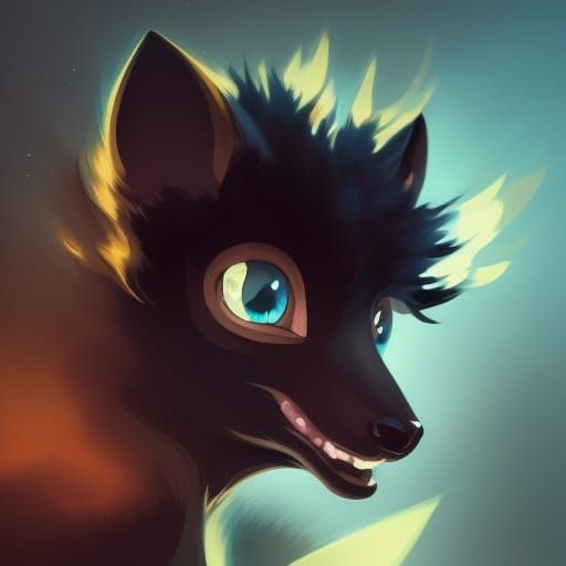 Detailed Black Vulpix Portrait in Art Nouveau Style