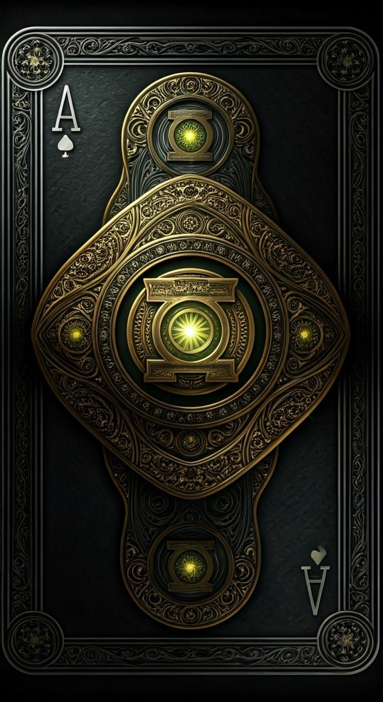 Metallic Ace Playing Card with Intricate Green Lantern Logo ...