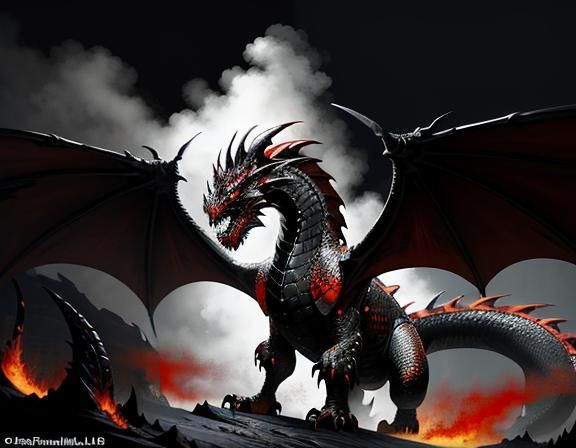 Fiery Dragon in Dynamic Fantasy Art Style