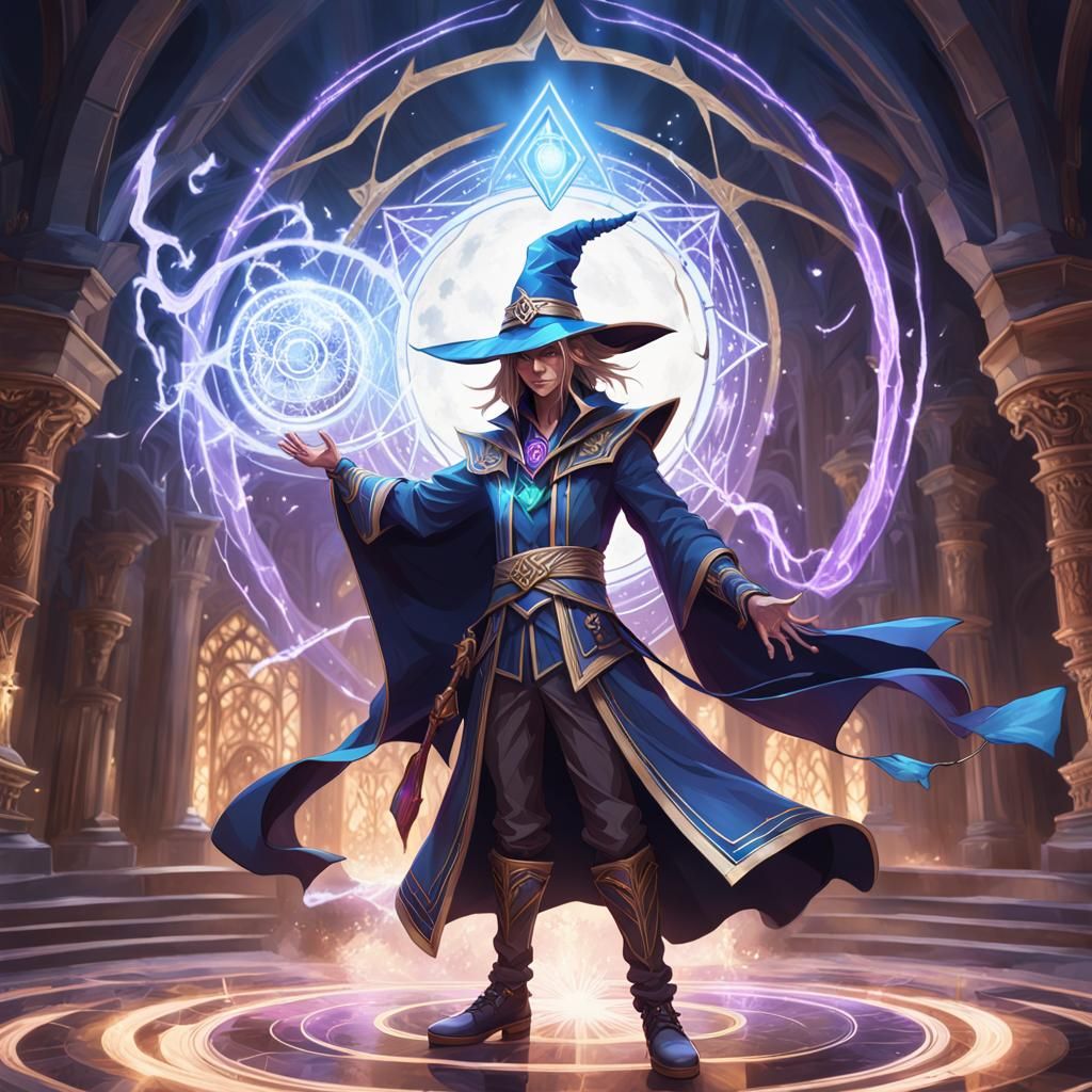 Dark Magician Casting Spell in Hyperdetailed Portrait