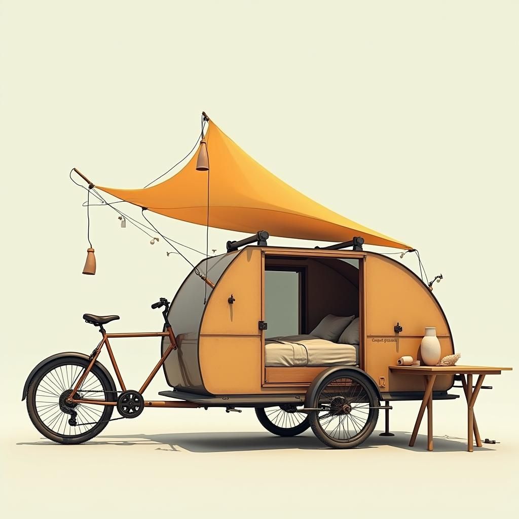 Bicycle Caravan Concept with Trailer and Amenities