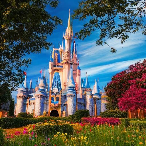 Disney Castle with Mickey Mouse in 3D Graphics