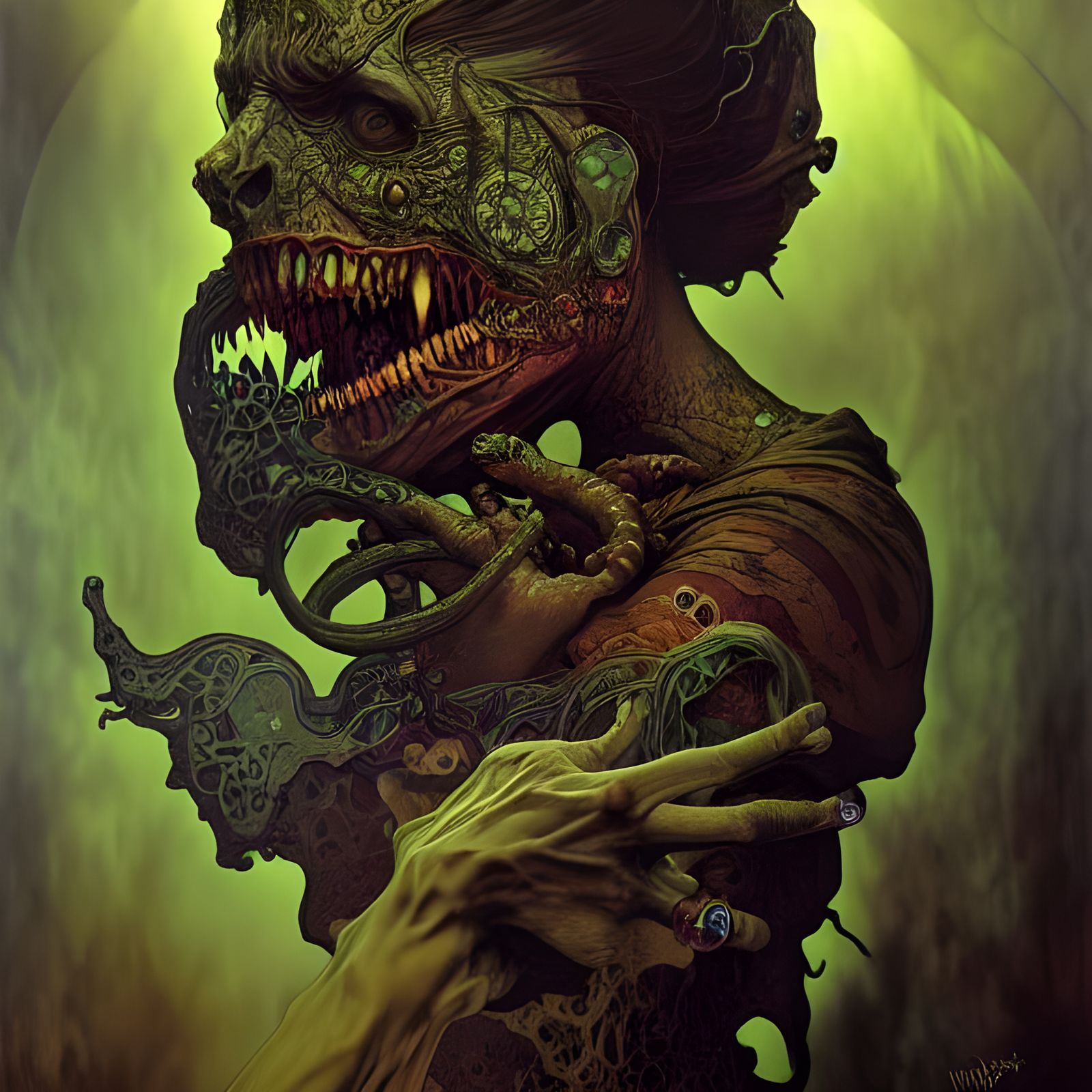 Scary Brain-Eating Abomination in Art Nouveau Style