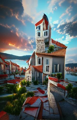 Trogir at Bloody Sunset: Photorealistic 8K Concept Art
