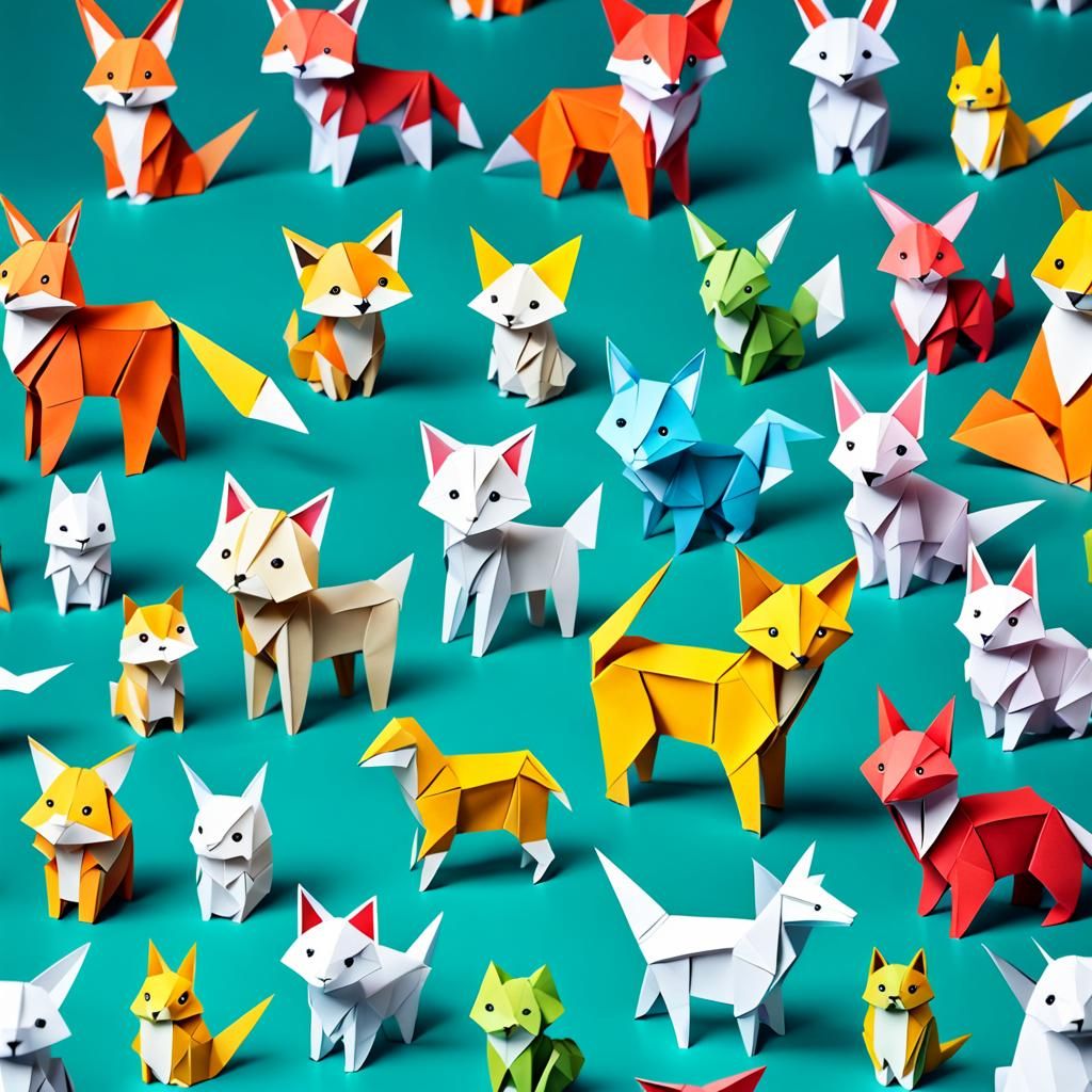 Cute Origami Animals Papercraft in Soft Focus