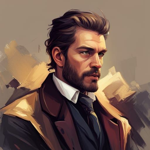 Handsome Gambler Portrait in Hyperdetailed Style