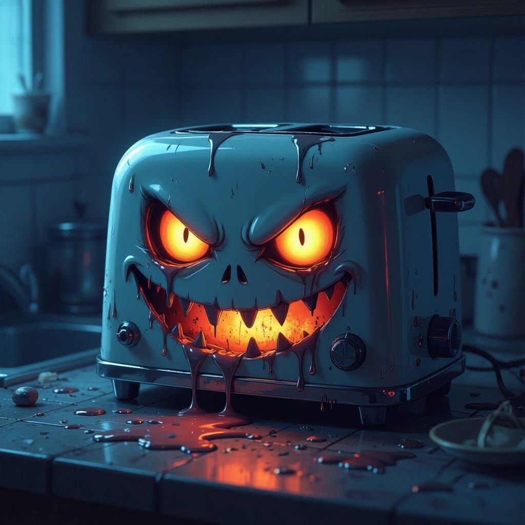 Creepy Ghoulish Toaster with Glowing Eyes
